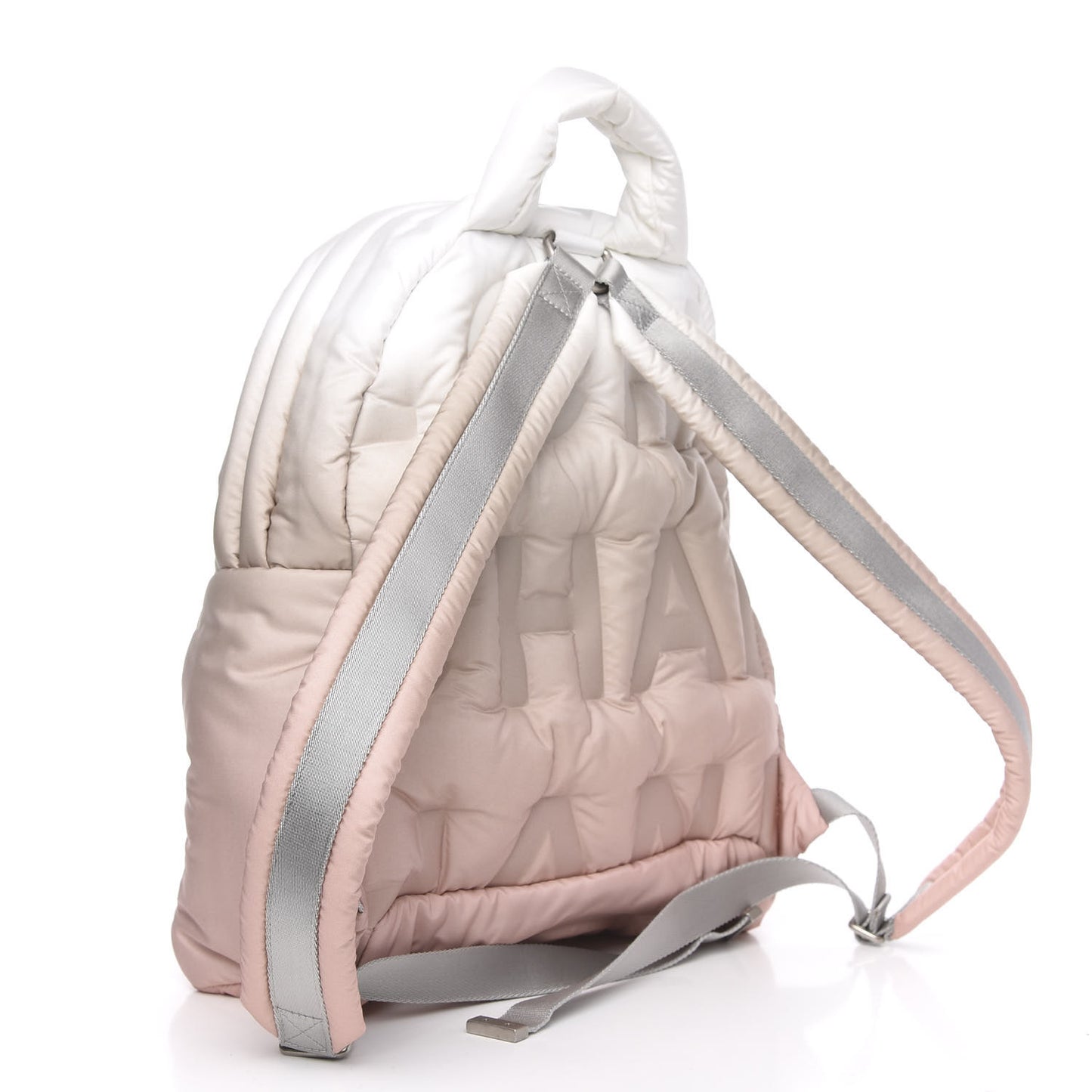 Nylon Embossed Small Doudoune Backpack Pink Grey White