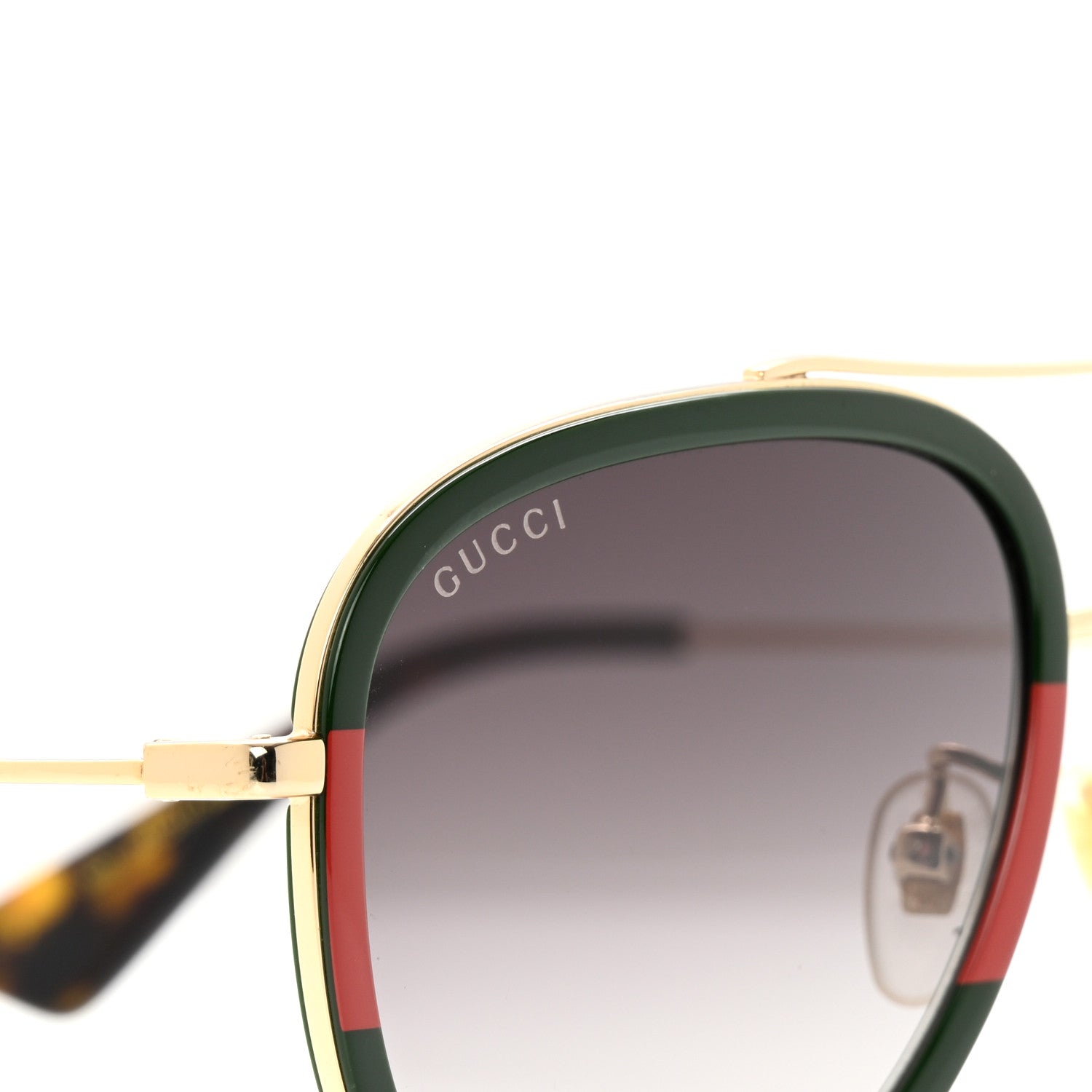 Gucci Acetate Web Aviator Sunglasses GG0062S Green Red 8 of 9