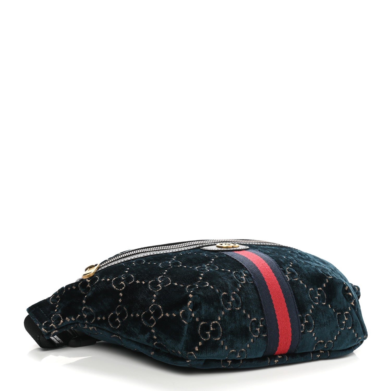 Gucci Velvet GG Monogram Web Belt Bag Blue Beige 4 of 10