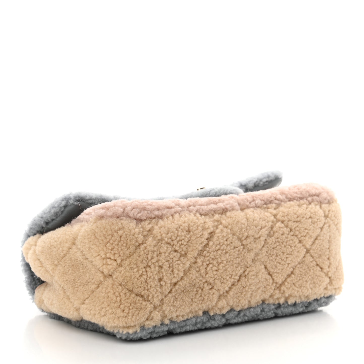 Shearling Sheepskin Single Flap Gray Pink Beige