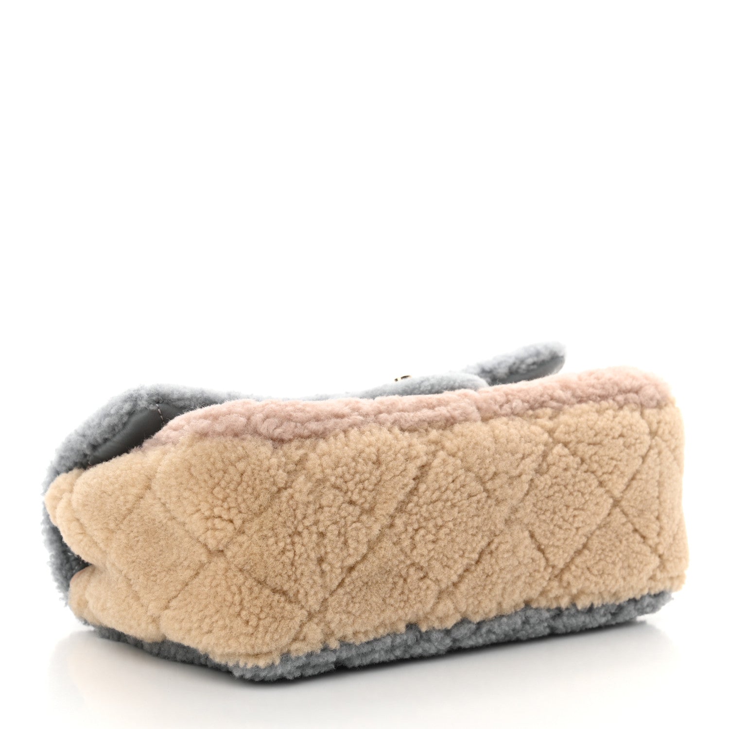 Chanel Shearling Sheepskin Single Flap Gray Pink Beige 4 of 10