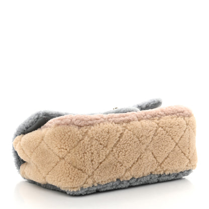 Chanel Shearling Sheepskin Single Flap Gray Pink Beige 4 of 10