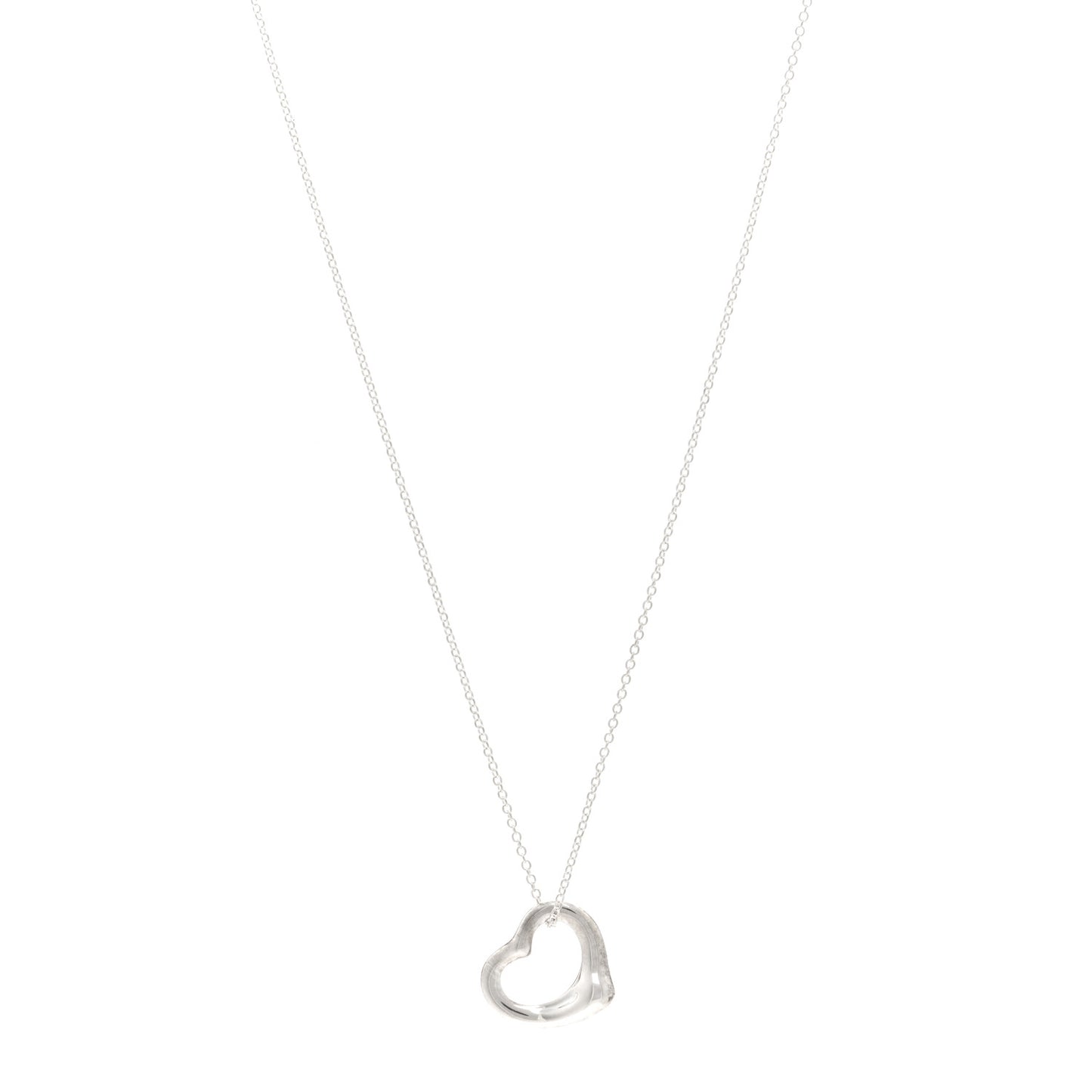 Sterling Silver 16mm Elsa Peretti Open Heart Pendant Necklace