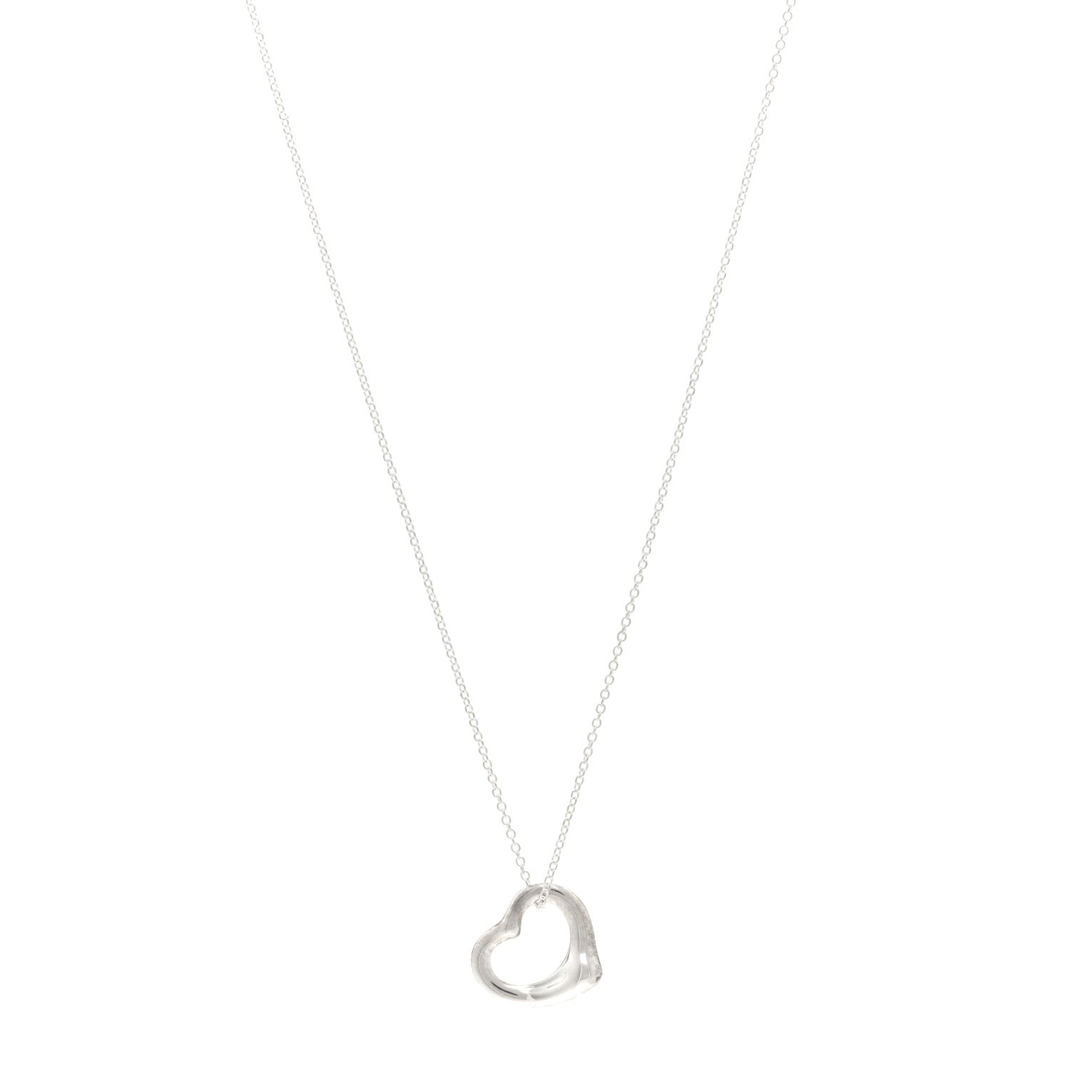 Tiffany Sterling Silver 16mm Elsa Peretti Open Heart Pendant Necklace 1 of 4