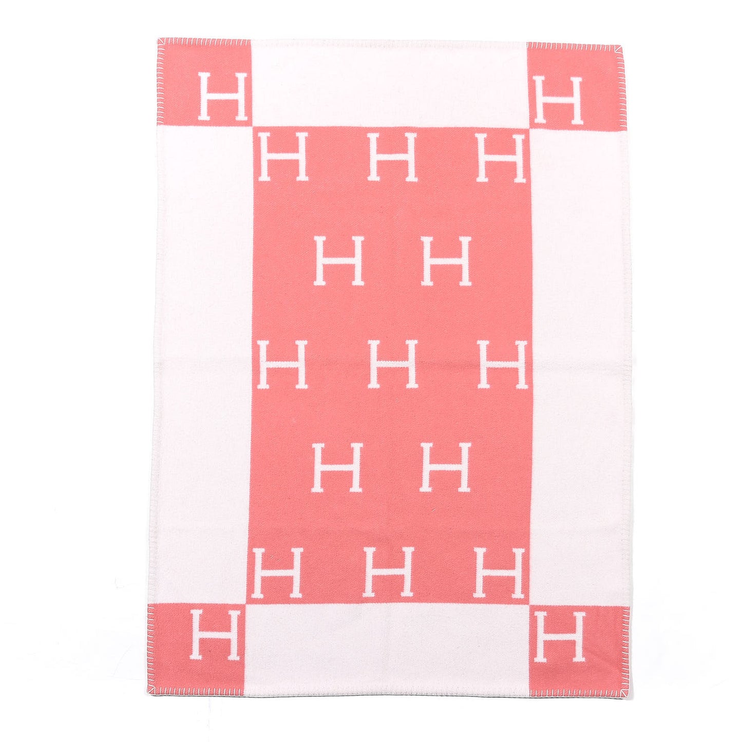Wool Cashmere Avalon Baby Blanket Rose Airelle White