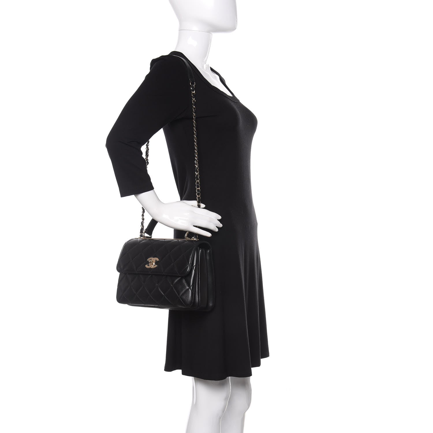 Chanel Lambskin Quilted Small Trendy CC Dual Handle Flap Bag Black 2 of 11