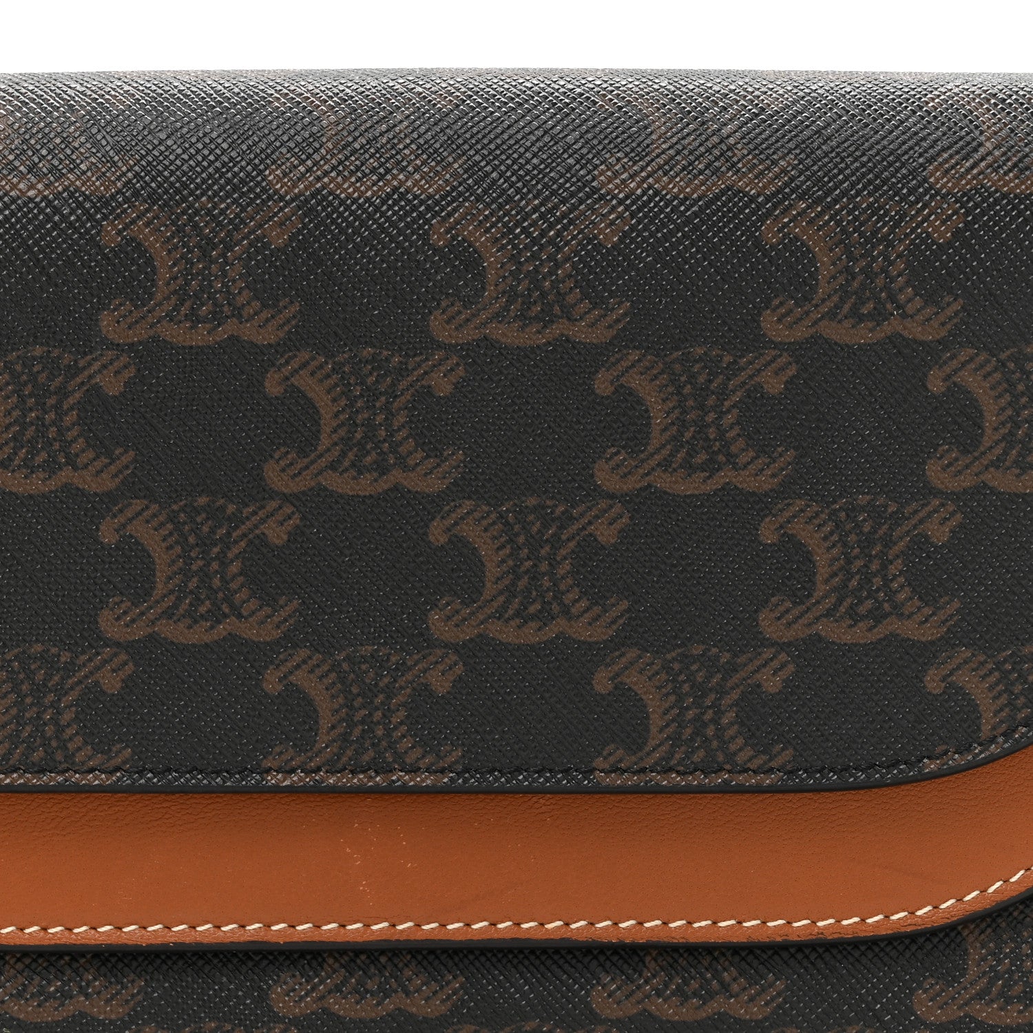 Celine Triomphe Canvas Lambskin Wallet On Strap Tan 8 of 21