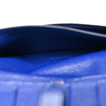 Hermes Chevre Mysore Bearn Gusset Wallet Bleu Electrique 7 of 15