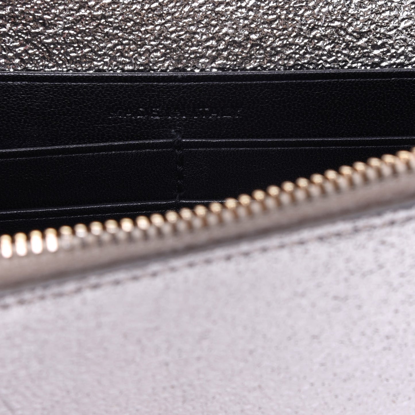 Metallic Calfskin Kate Monogram Tassel Chain Wallet Gold