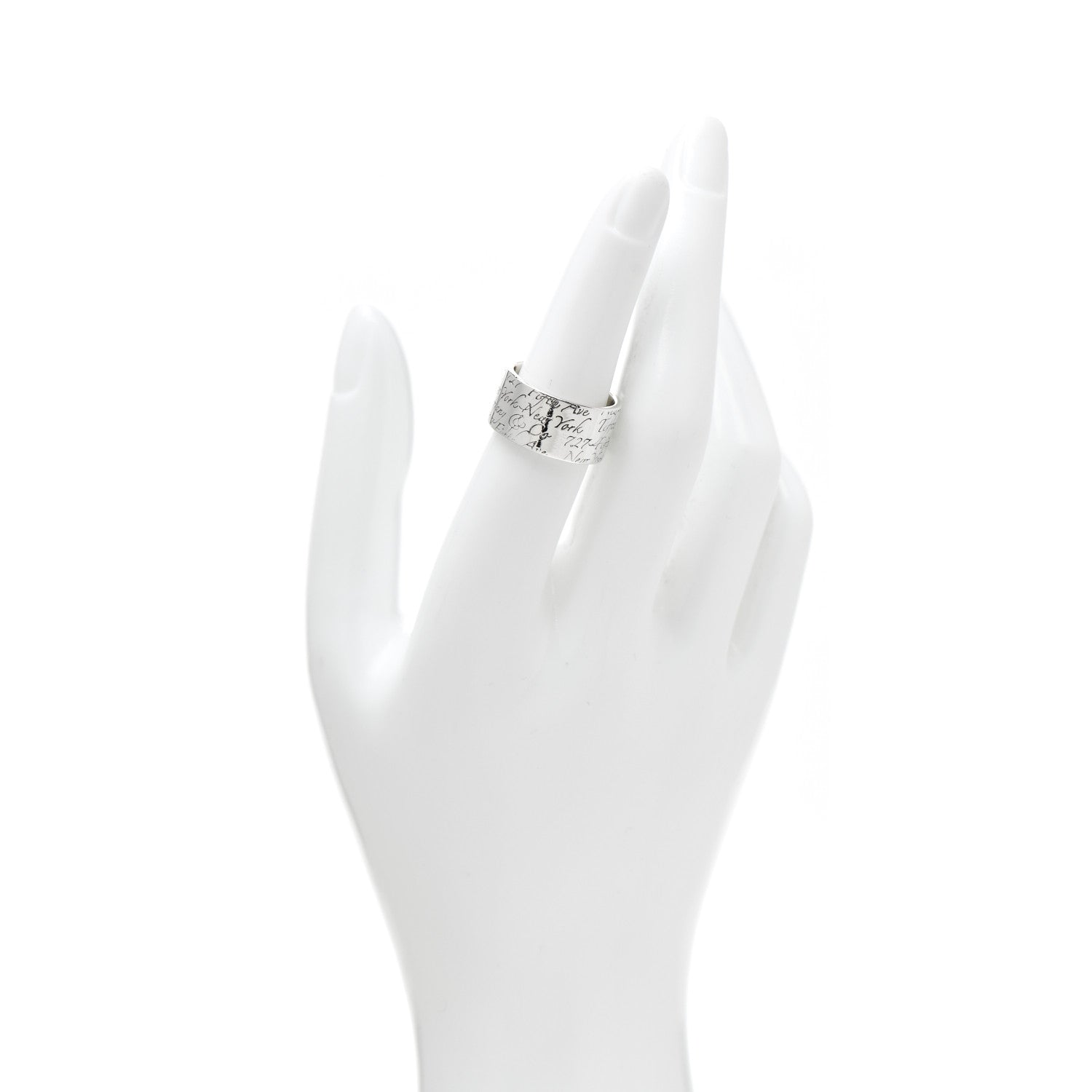 Tiffany Sterling Silver 10mm Notes Wide Ring 53 6.5 2 of 5