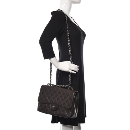 Chanel Caviar Quilted Jumbo Single Flap Dark Brown 2 of 13