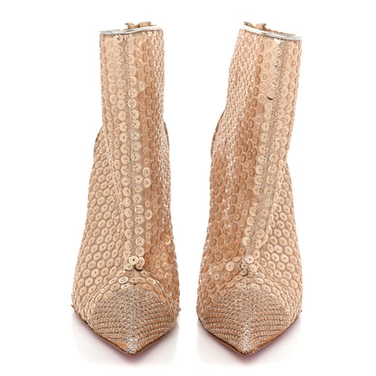 Christian Louboutin Glitter Diams Paillettes Gipsybootie 100 Ankle Boots 37 Nude 2 of 7