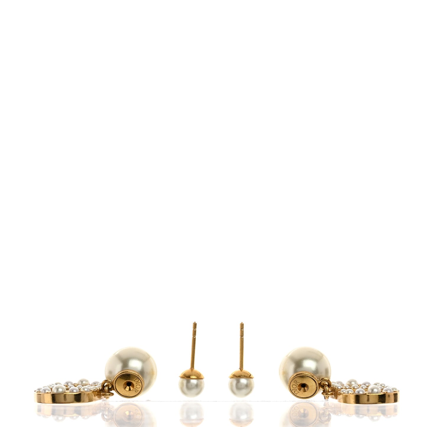 Pearl Tribal CD Drop Earrings Gold