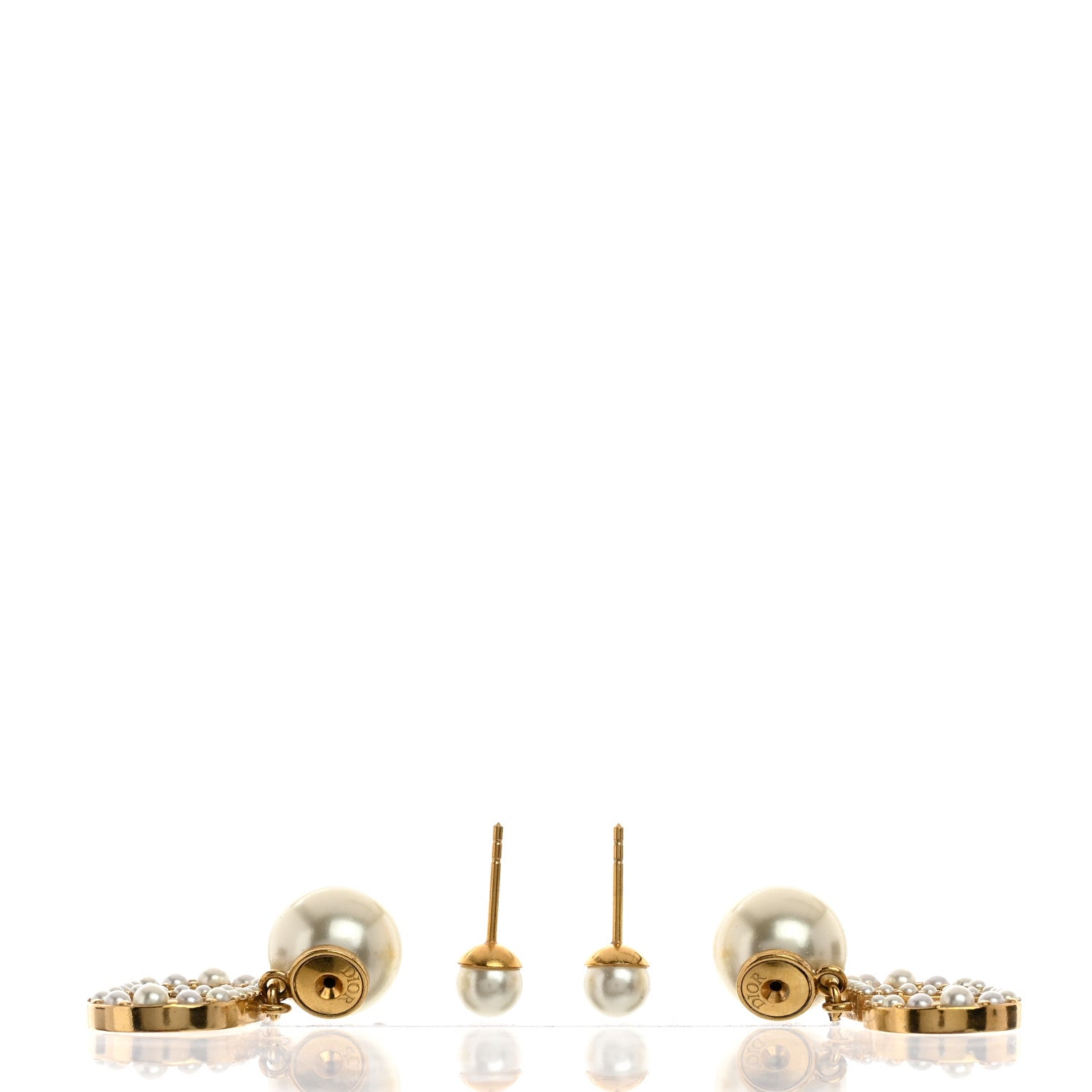 Christian Dior Pearl Tribal CD Drop Earrings Gold 4 of 5