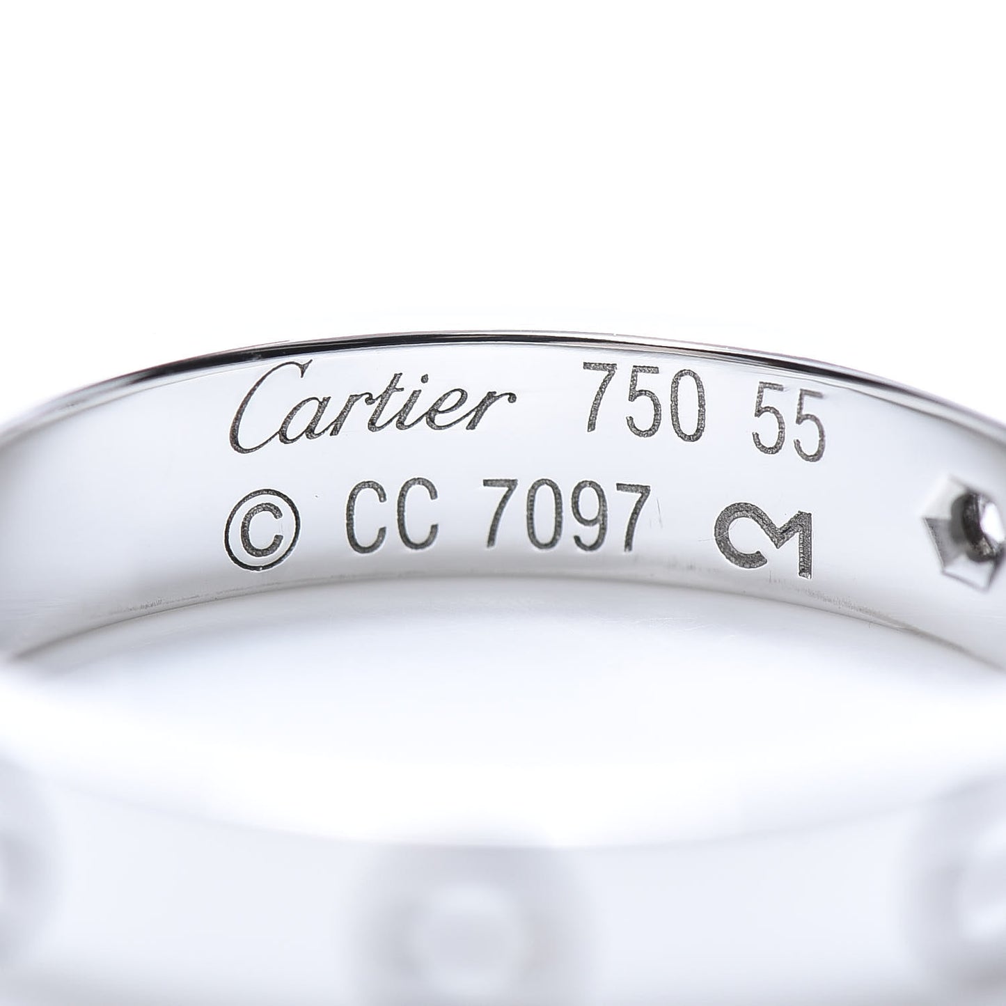 18K White Gold Diamond 4mm LOVE Wedding Band Ring 55 7.25