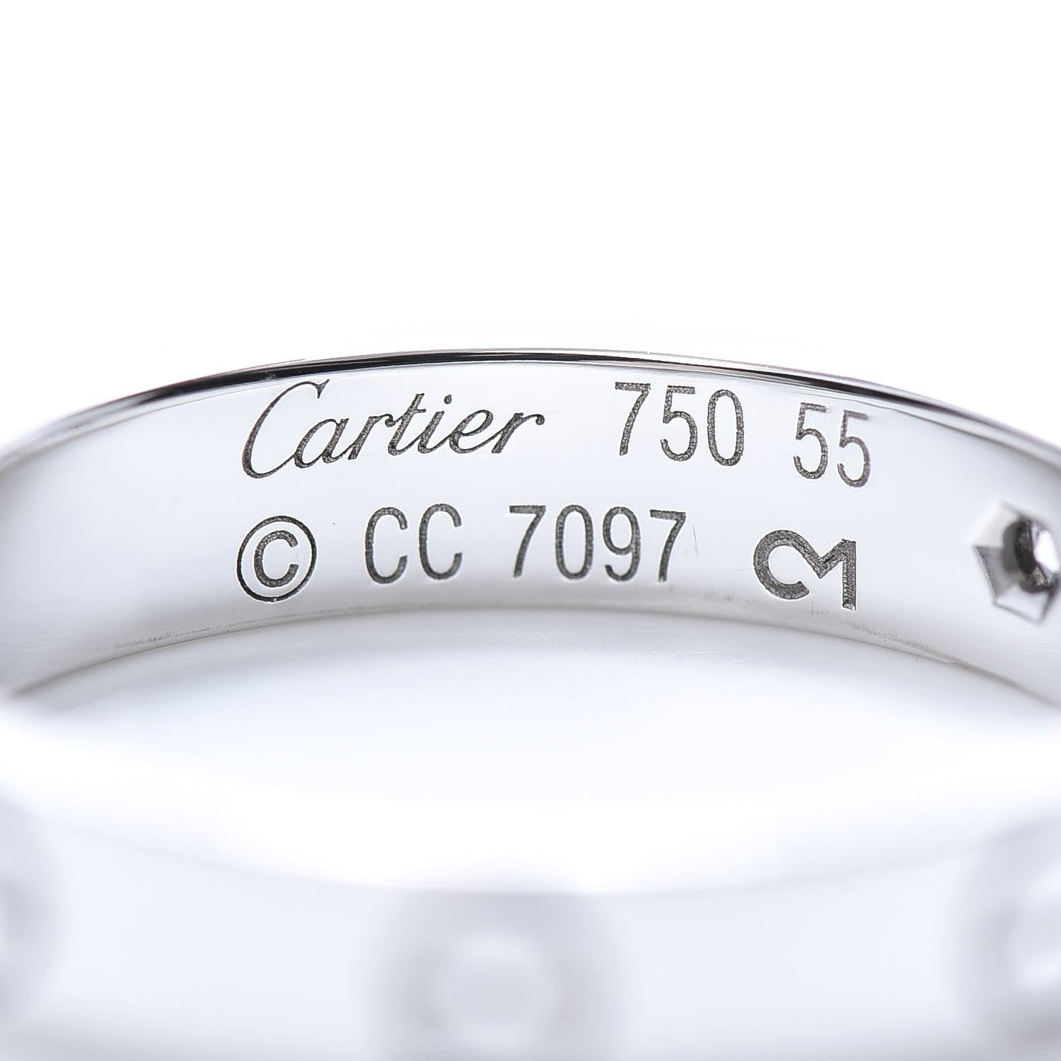 Cartier 18K White Gold Diamond 4mm LOVE Wedding Band Ring 55 7.25 4 of 5
