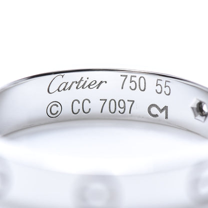 Cartier 18K White Gold Diamond 4mm LOVE Wedding Band Ring 55 7.25 4 of 5