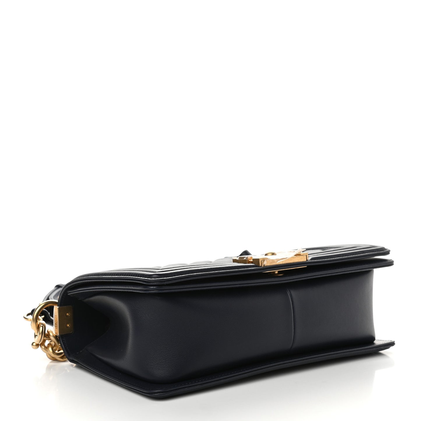 Calfskin Medium Boy Logo Top Handle Flap Navy