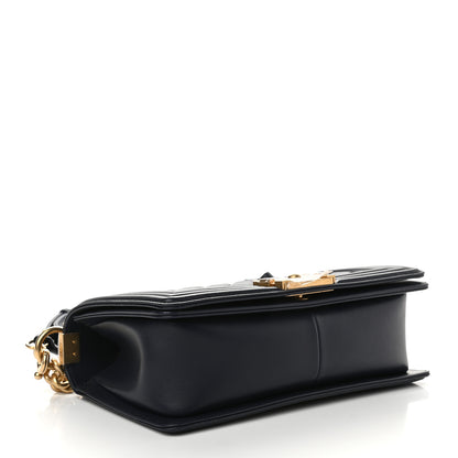 Chanel Calfskin Medium Boy Logo Top Handle Flap Navy 4 of 9