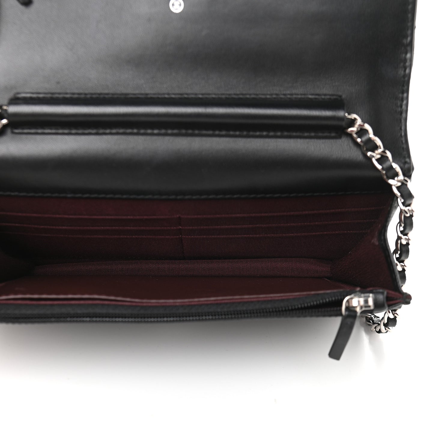 Lambskin Quilted Wallet On Chain WOC Black