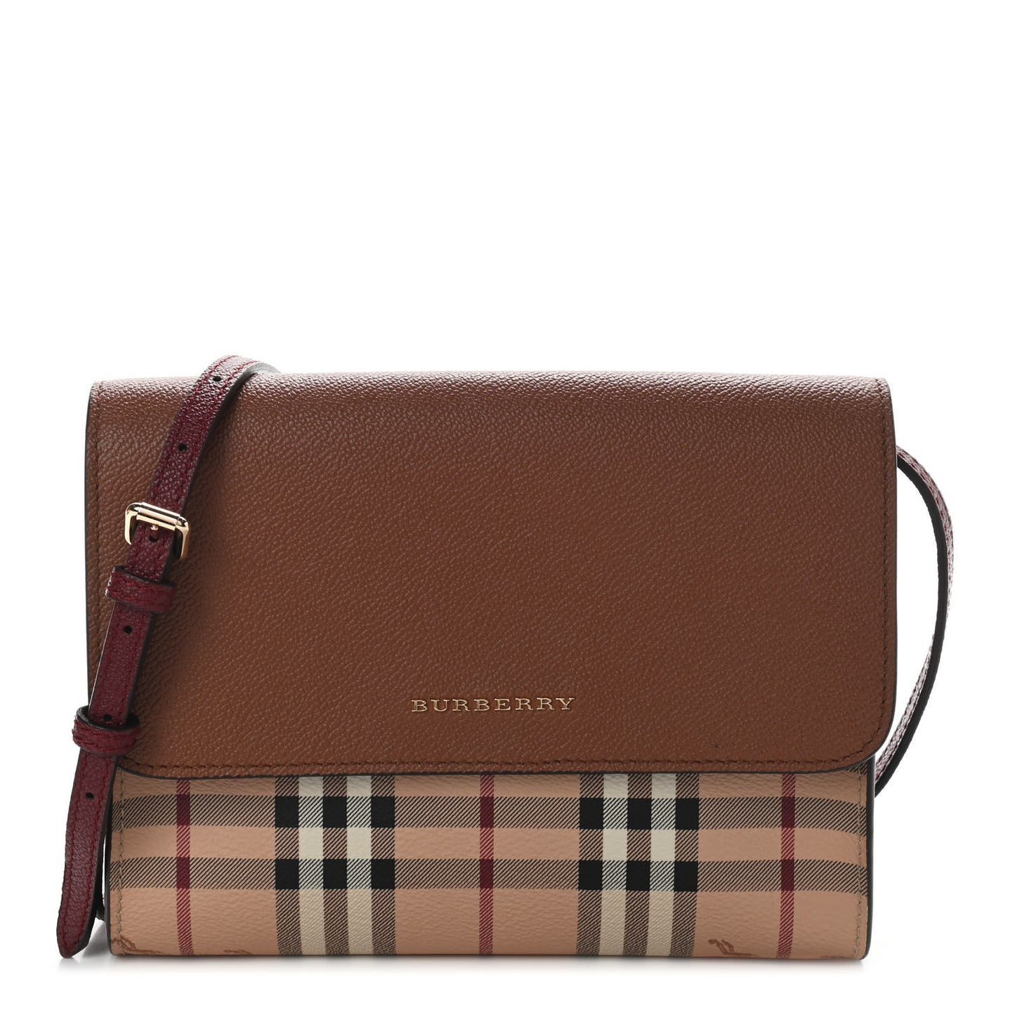 Derby Calfskin Haymarket Check Small Loxley Crossbody Bright Toffee Multicolor