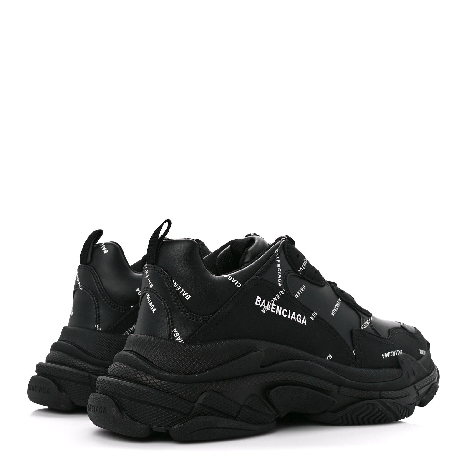 Balenciaga Technical Fabric Allover Logo Mens Triple S Sneakers 44 Black White 4 of 9
