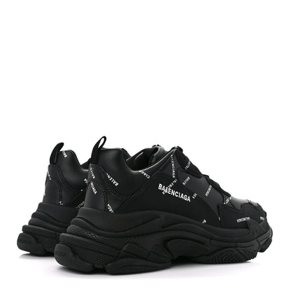Balenciaga Technical Fabric Allover Logo Mens Triple S Sneakers 44 Black White 4 of 9