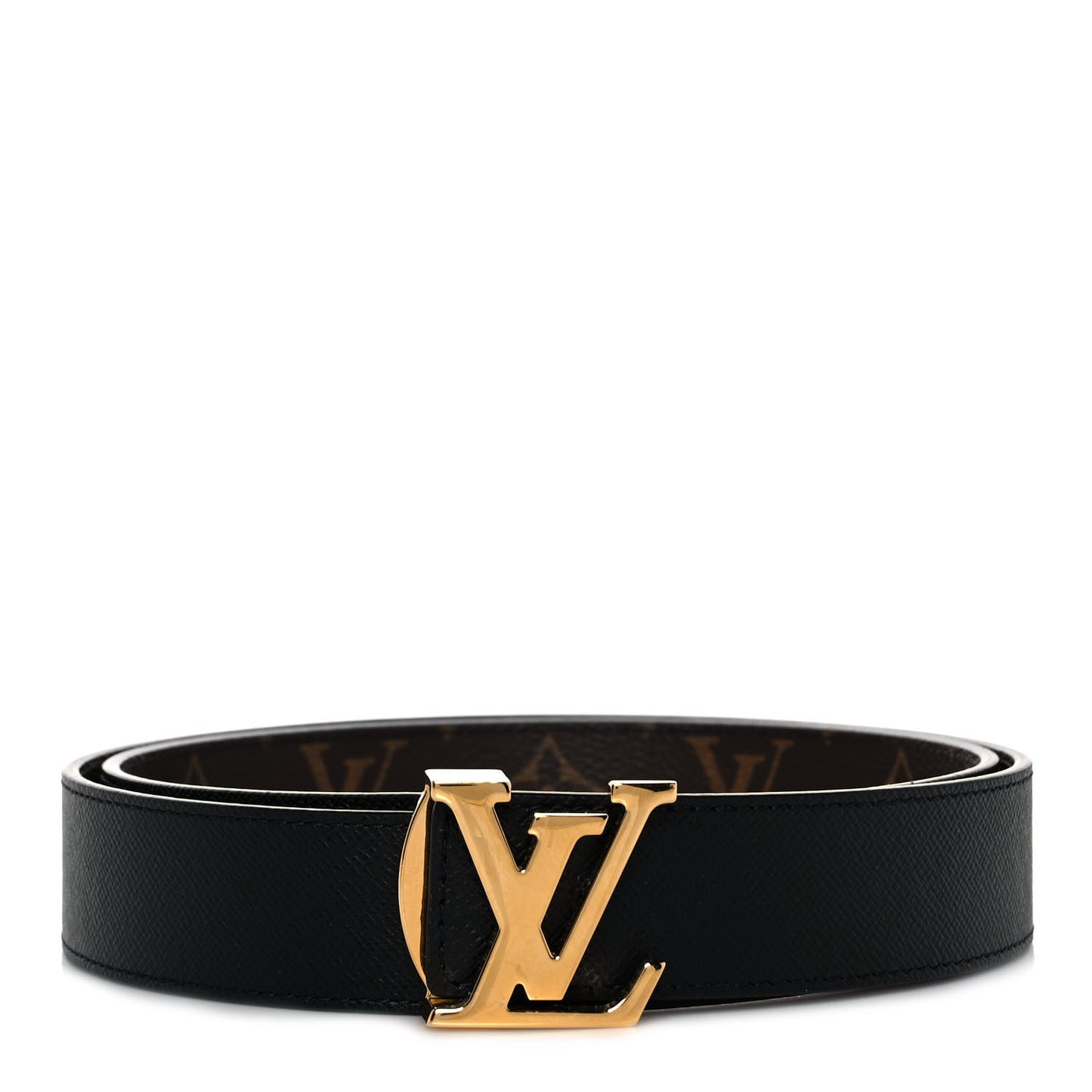 Calfskin Monogram 30mm LV Initiales Reversible Belt 85 34 Black