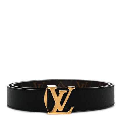 Louis Vuitton Calfskin Monogram 30mm LV Initiales Reversible Belt 85 34 Black 1 of 5