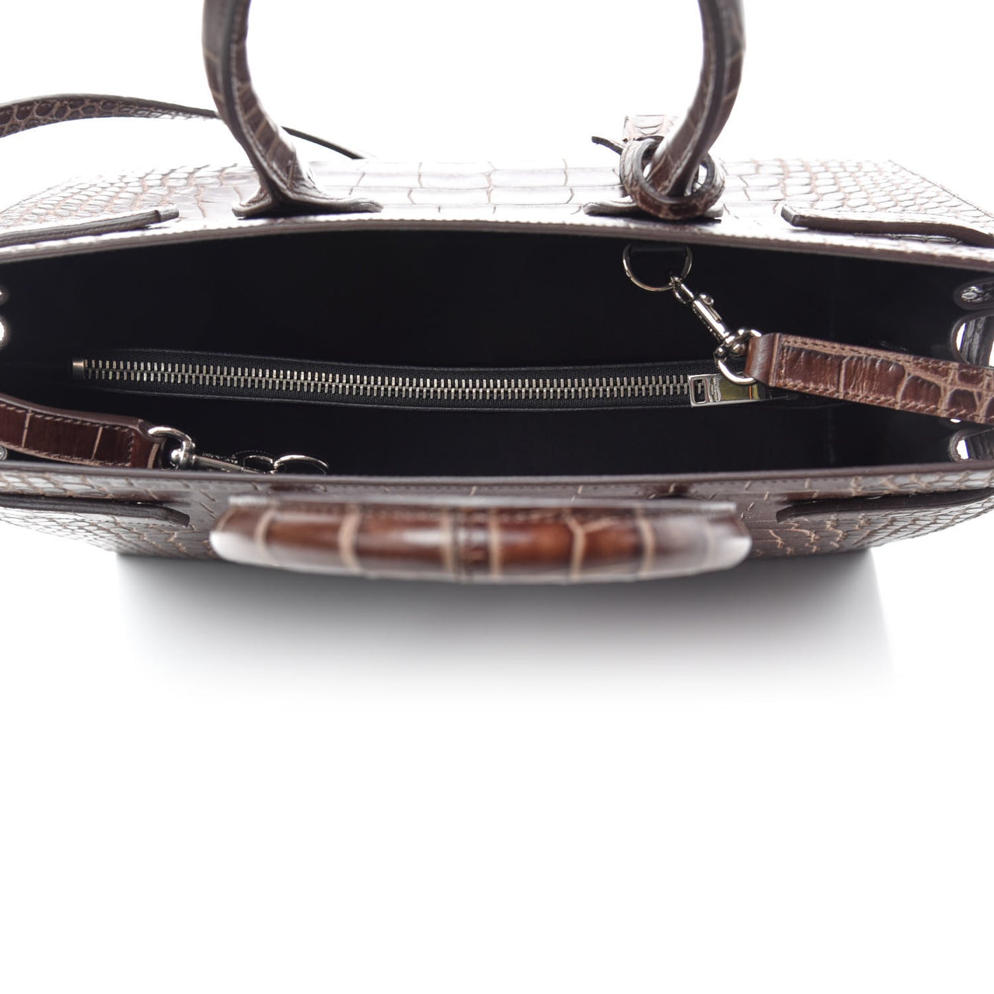 Calfskin Crocodile Embossed Small Sac De Jour Brown