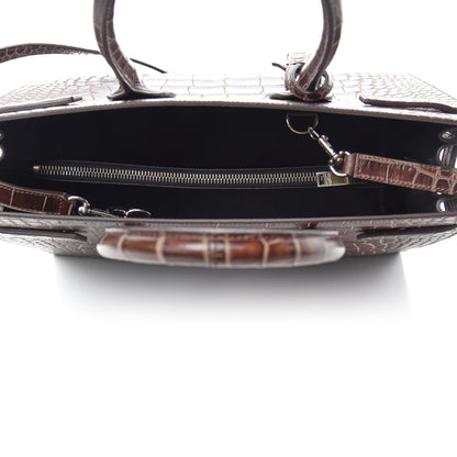 Saint Laurent Calfskin Crocodile Embossed Small Sac De Jour Brown 5 of 11