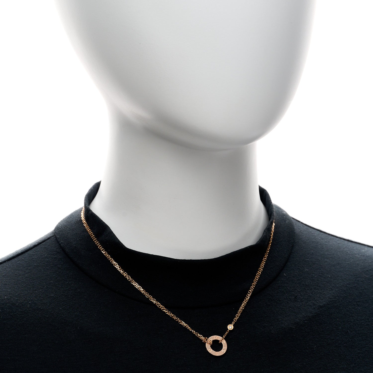 Cartier 18K Pink Gold 2 Diamond LOVE Necklace 2 of 4