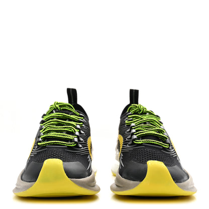 Gucci Technical Knit Fabric Waves Womens Gucci Run Sneakers 35.5 Black Silver Giallo Neon Yellow 3 of 9