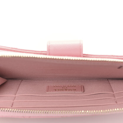 Chanel Caviar Quilted Phone Holder Zip Clutch Pink 5 of 10