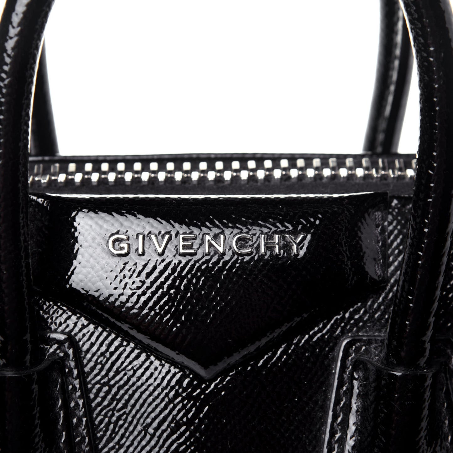 Textured Patent Calfskin Mini Antigona Black