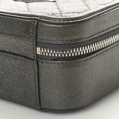 Chanel Metallic Caviar Quilted Medium CC Filigree Vanity Case Dark Silver 10 of 11