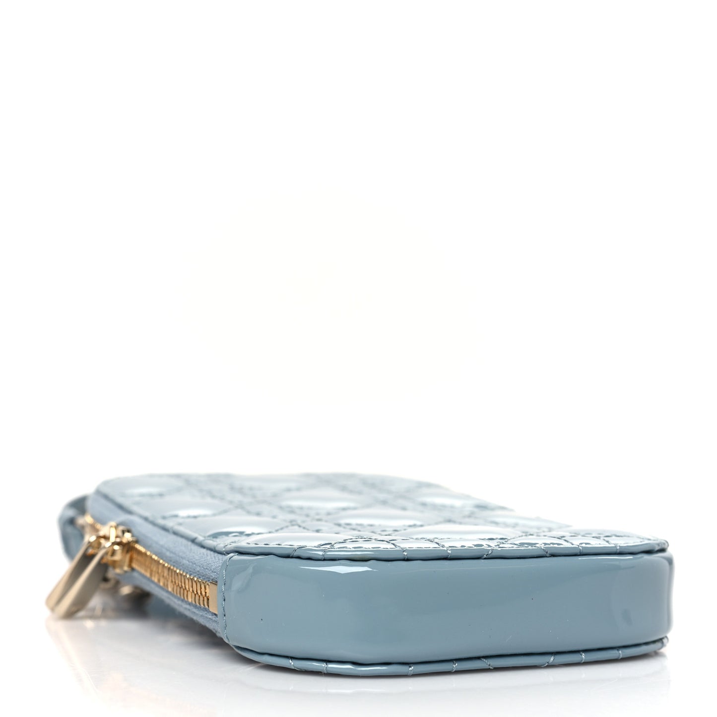 Patent Cannage Lady Dior Phone Holder Bracing Blue