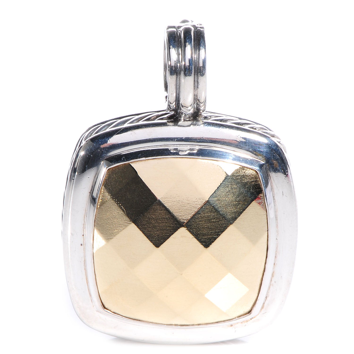 David Yurman Sterling Silver 18k Yellow Gold Dome 20mm Pendant 1 of 6