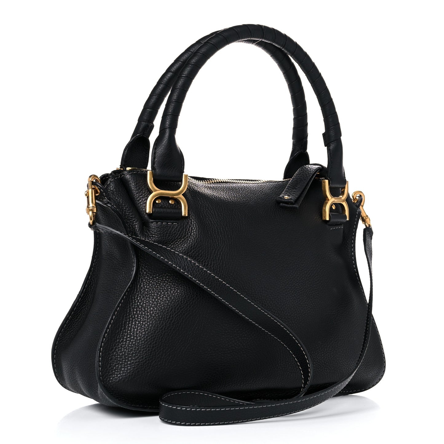 Calfskin Medium Marcie Satchel Black
