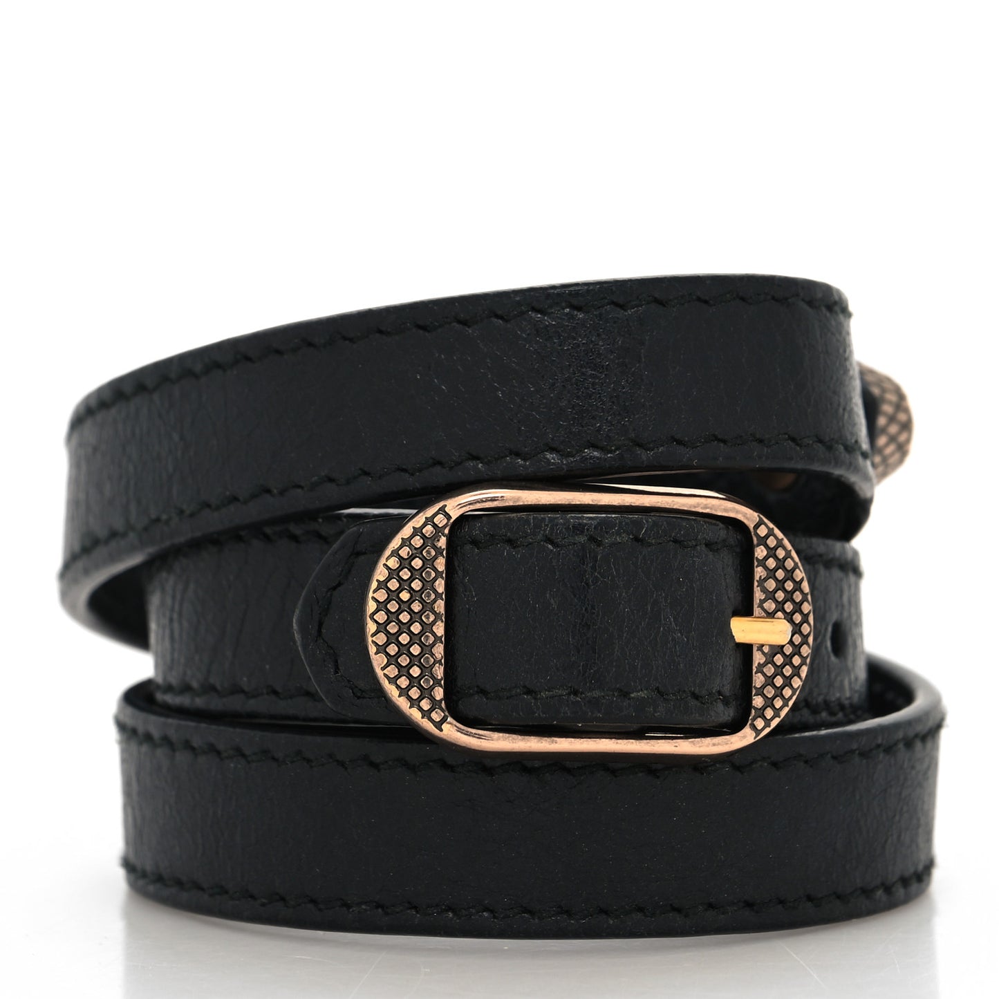 Agneau Giant 12 Rose Gold Hardware Triple Tour Bracelet S Black