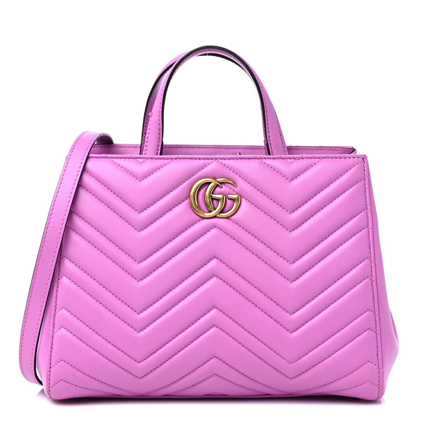 Calfskin Matelasse Small GG Marmont Tote Candy Mousse