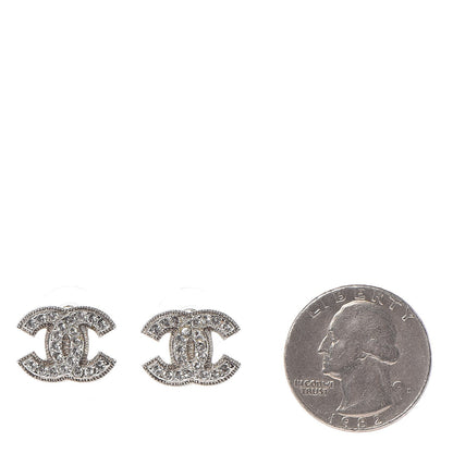 Chanel Crystal CC Earrings Silver 2 of 5