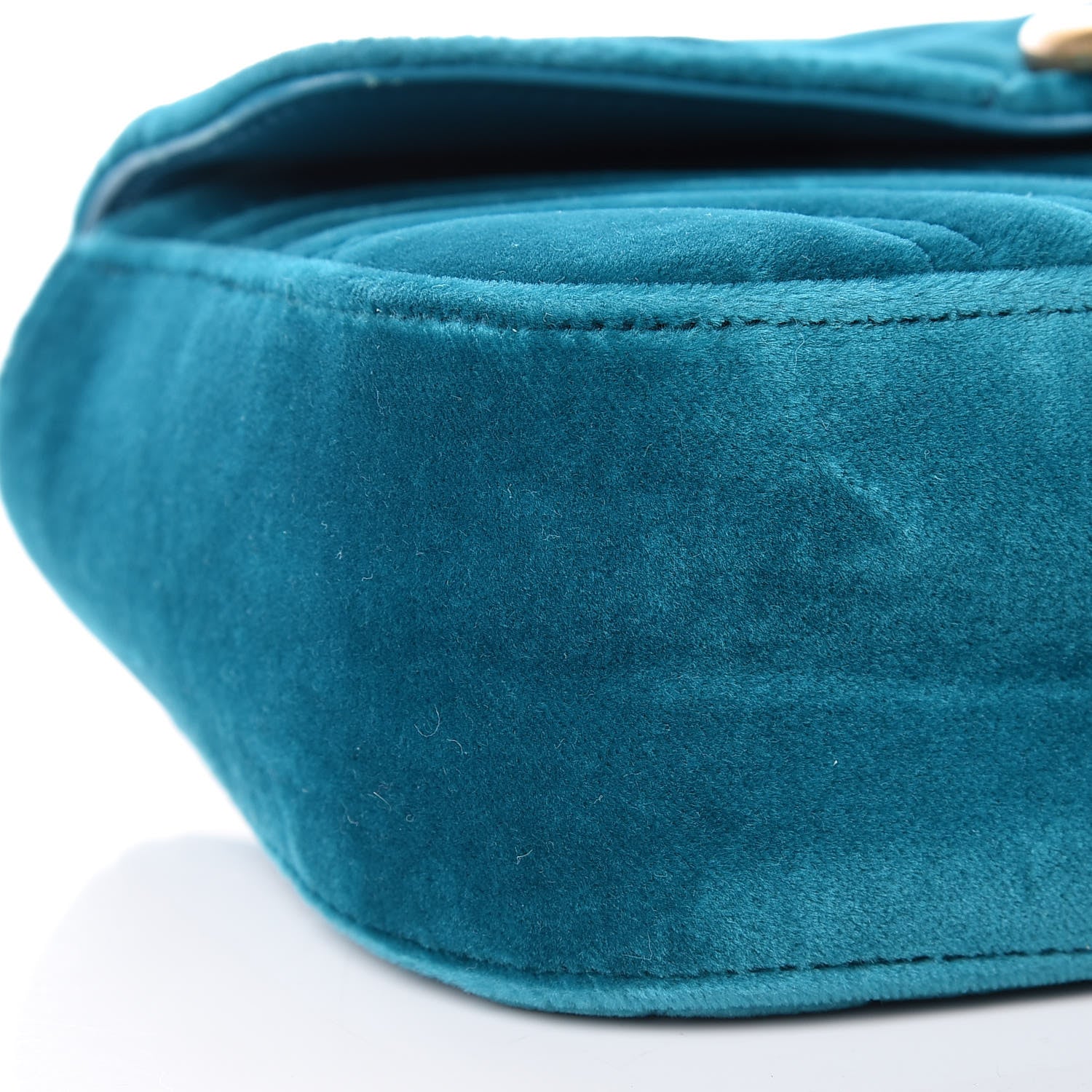 Gucci Velvet Matelasse Mini GG Marmont Shoulder Bag Pavone Cyan 8 of 9