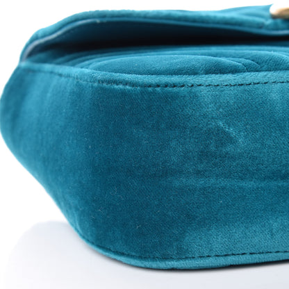 Gucci Velvet Matelasse Mini GG Marmont Shoulder Bag Pavone Cyan 8 of 9