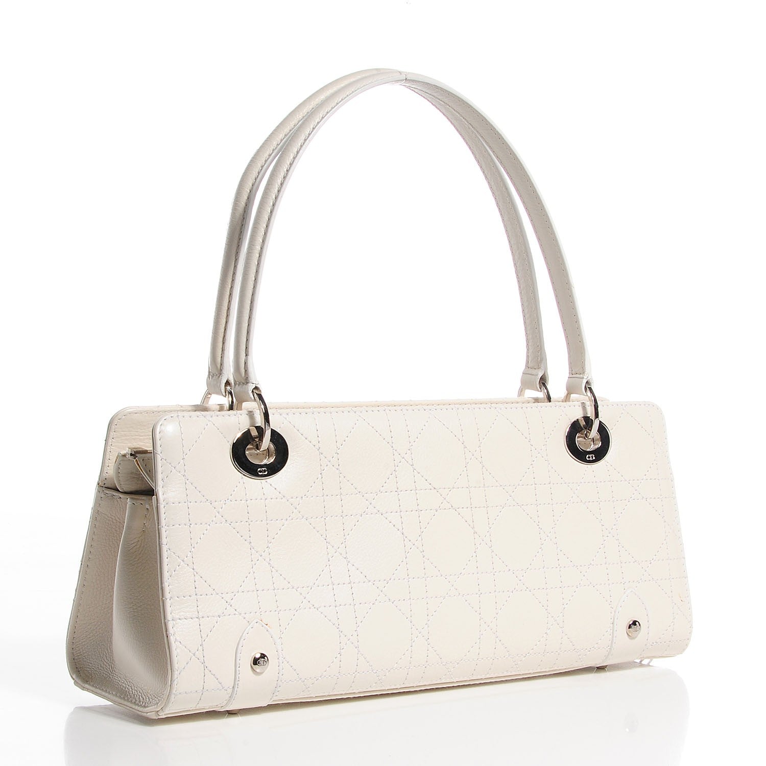 Christian Dior Calfskin Cannage Stitched East West Lady Dior White 3 of 9