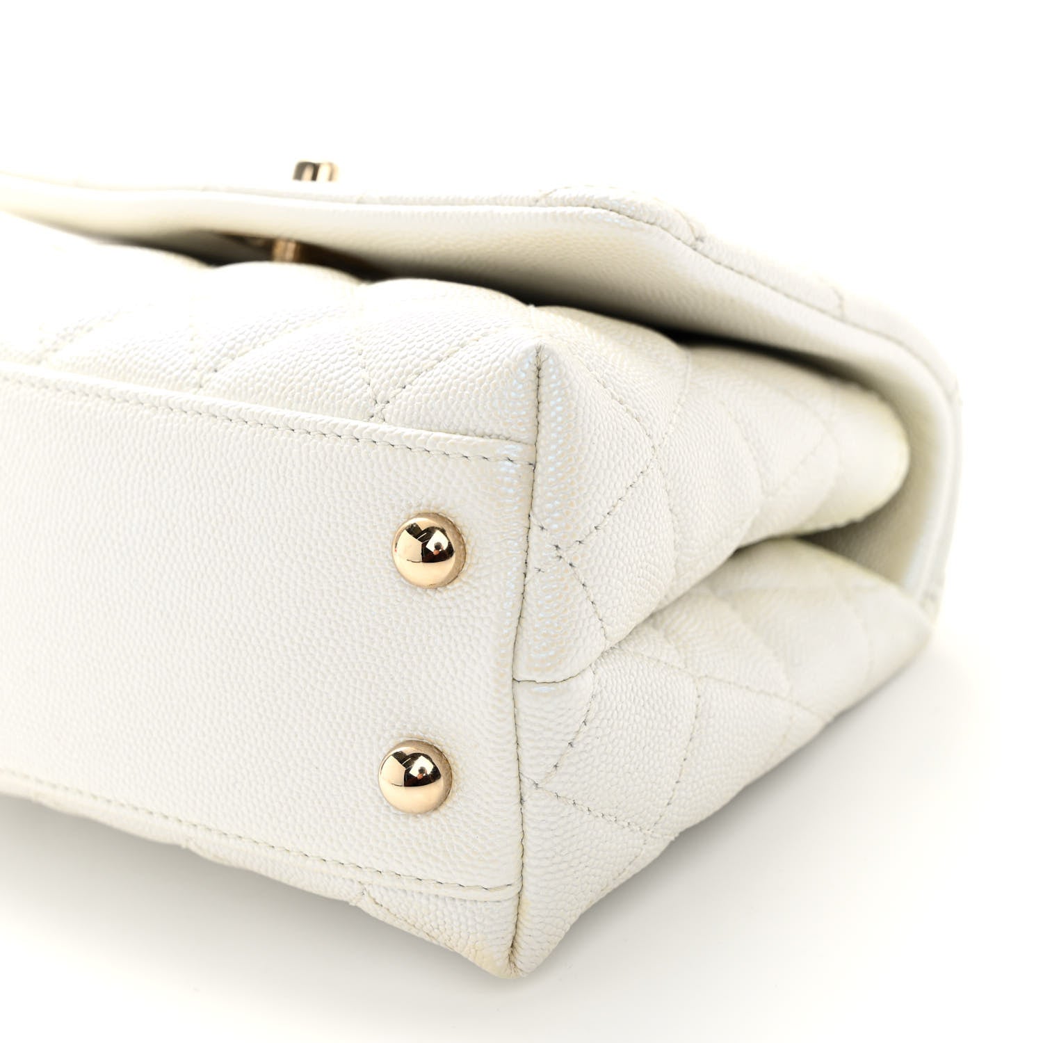 Chanel Iridescent Caviar Quilted Extra Mini Coco Handle Flap White 10 of 11
