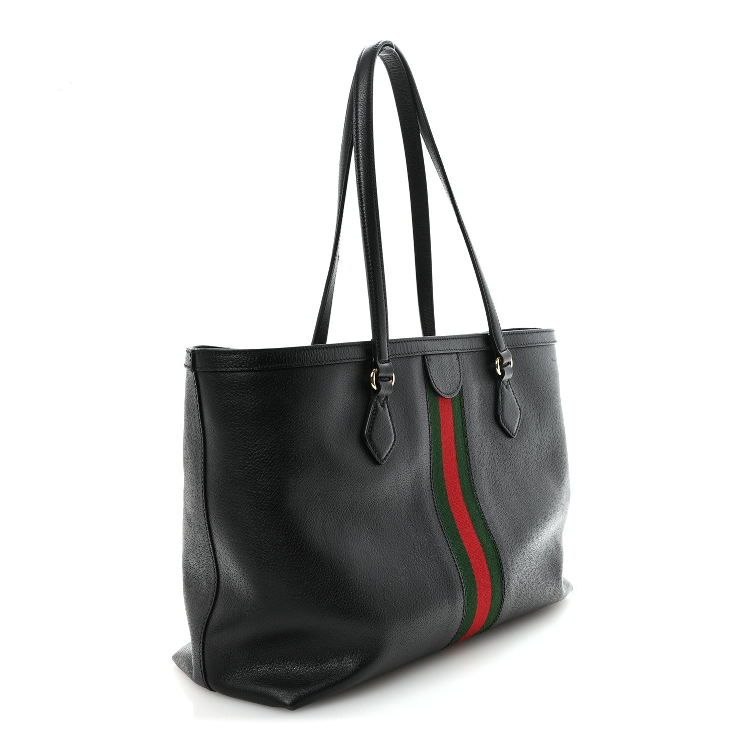 Gucci Textured Calfskin Web Medium Ophidia Shopping Tote Black 3 of 10