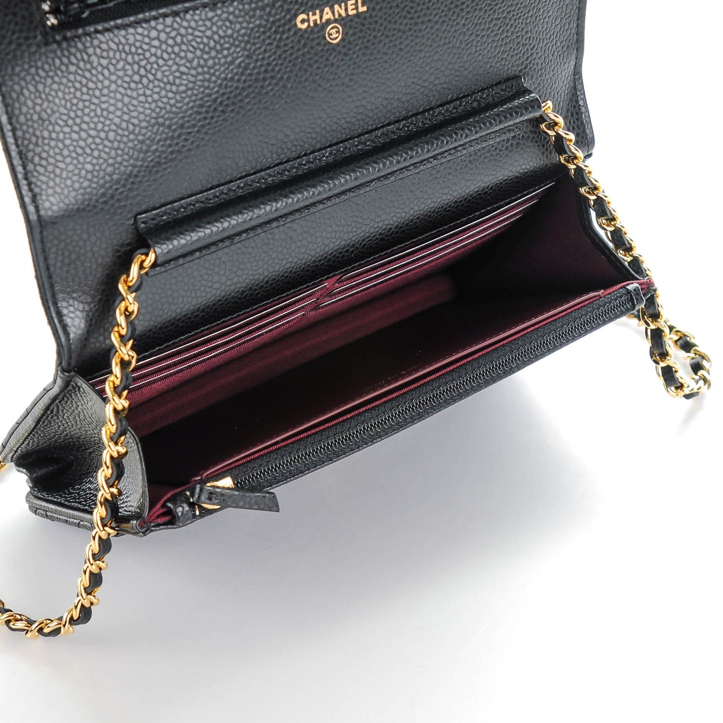 Caviar Quilted Wallet On Chain WOC Black
