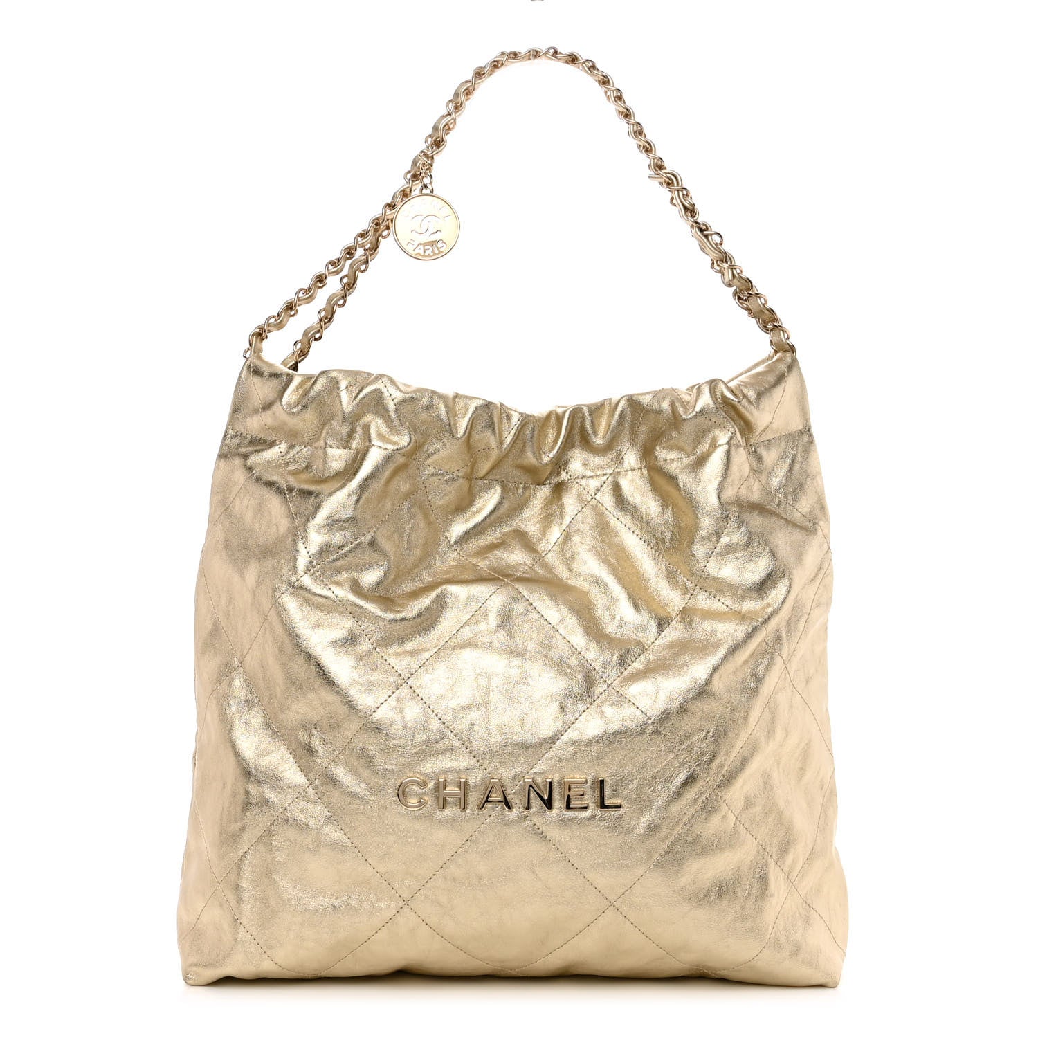 Chanel Metallic Calfskin Quilted Chanel 22 Golden 3 of 10