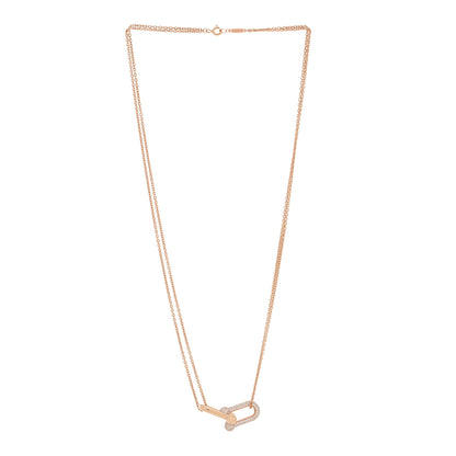 Tiffany 18K Rose Gold Diamond HardWear Large Double Link Pave Pendant Necklace 3 of 5